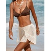 CUPSHE Women’s Crochet Coverup Skirt Self Tie Knit Mini Wrap Skirt Cover Ups for Swimwear(Beige)