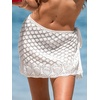 CUPSHE Womens Crochet Swimsuit Coverup Wrap Skirt Mini Beach Vacation Short Skirts(White)