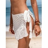 CUPSHE Womens Crochet Swimsuit Coverup Wrap Skirt Mini Beach Vacation Short Skirts(White)