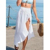 CUPSHE Women’s Sarong Cover Up Smocked Swimwear Midi Wrap Ruffle Beach Cover Ups(White)