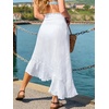 CUPSHE Women’s Sarong Cover Up Smocked Swimwear Midi Wrap Ruffle Beach Cover Ups(White)