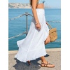 CUPSHE Women’s Sarong Cover Up Smocked Swimwear Midi Wrap Ruffle Beach Cover Ups(White)