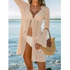 CUPSHE Women’s Swimsuit Cover Up Open Front Summer Kimono Cardigan Crochet Coverup Dress for Swimwear(Neutral)