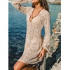 CUPSHE Women’s Swimsuit Cover Up Open Front Summer Kimono Cardigan Crochet Coverup Dress for Swimwear(Neutral)