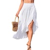 CUPSHE Women’s Sarong Cover Up Smocked Swimwear Midi Wrap Ruffle Beach Cover Ups(White)
