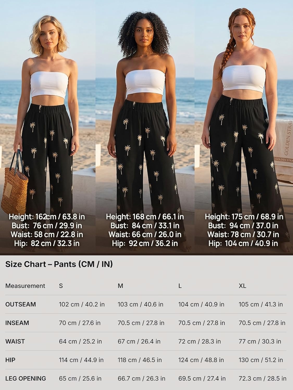 imageCUPSHE Women Wide Leg Beach Pants Tropical Floral Plus Size Pants with Pockets Vacation Casual DressyBlack3