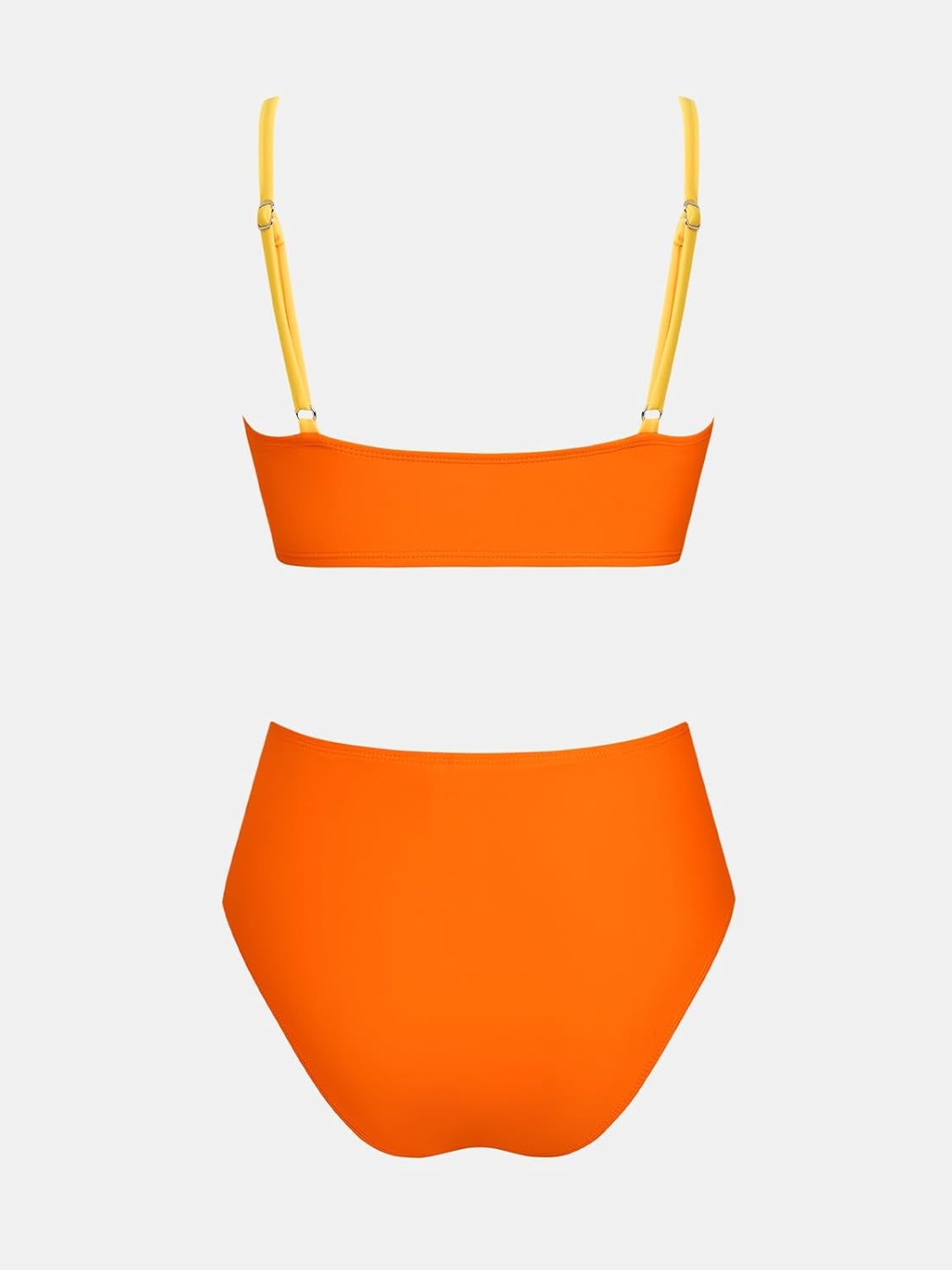 imageCUPSHE Womens Bikini Sets Two Piece Swimsuit High Waisted V Neck Twist Front Adjustable Spaghetti Straps Bathing SuitOrangeYellow