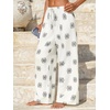 CUPSHE Women Wide Leg Beach Pants Tropical Floral Plus Size Pants with Pockets Vacation Casual Dressy(Beige)