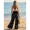 CUPSHE Women Wide Leg Beach Pants Tropical Floral Plus Size Pants with Pockets Vacation Casual Dressy(Black-3)