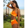 CUPSHE Women’s Bikini Sets Two Piece Swimsuit High Waisted V Neck Twist Front Adjustable Spaghetti Straps Bathing Suit(Orange/Yellow)