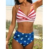 CUPSHE Women’s Bikini Sets Two Piece Swimsuit High Waisted V Neck Twist Front Adjustable Spaghetti Straps Bathing Suit(White/Red/Blue)