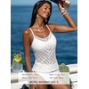 CUPSHE Women’s Tankini Sets Two Piece V Neck Mesh Swimsuit Bathing Suit Adjustable Spaghetti Straps Side Tie(Cream White)