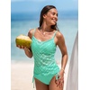 CUPSHE Women’s Tankini Sets Two Piece V Neck Mesh Swimsuit Bathing Suit Adjustable Spaghetti Straps Side Tie(Mint Green)