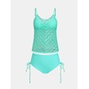 CUPSHE Women’s Tankini Sets Two Piece V Neck Mesh Swimsuit Bathing Suit Adjustable Spaghetti Straps Side Tie(Mint Green)