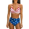 CUPSHE Women’s Bikini Sets Two Piece Swimsuit High Waisted V Neck Twist Front Adjustable Spaghetti Straps Bathing Suit(White/Red/Blue)