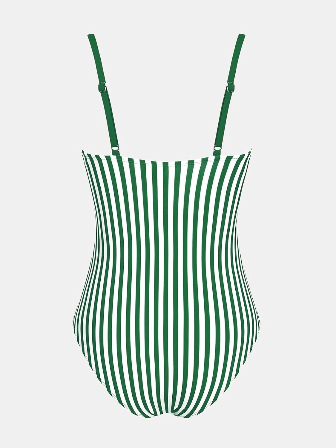 image:imageCUPSHE Womens One Piece Swimsuit Tummy Control V Neck Bathing SuitsGreen Striped