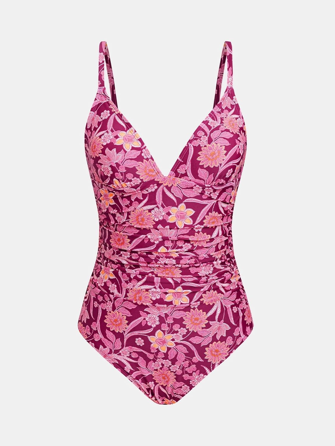 image:imageCUPSHE Womens One Piece Swimsuit Tummy Control V Neck Bathing SuitsRaspberry Pink Floral