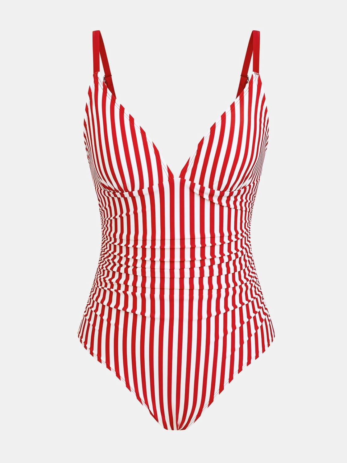 image:imageCUPSHE Womens One Piece Swimsuit Tummy Control V Neck Bathing SuitsRed Striped