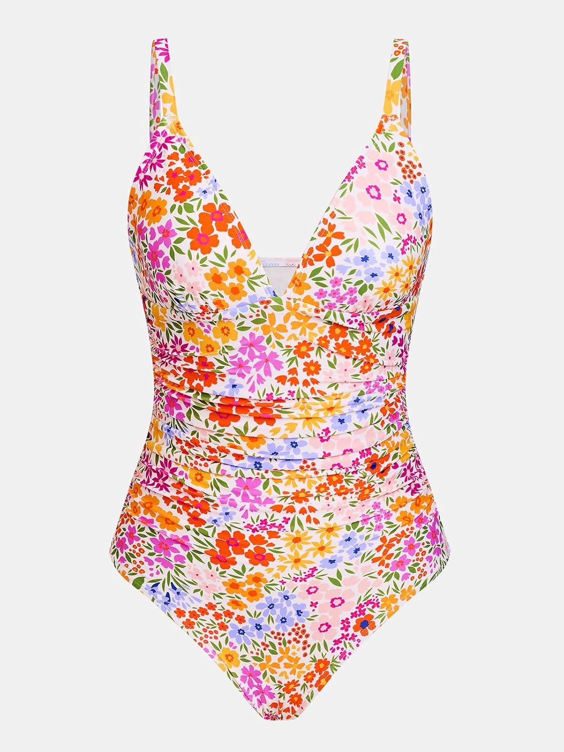 image:imageCUPSHE Womens One Piece Swimsuit Tummy Control V Neck Bathing SuitsYellowPinkPurple