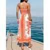 CUPSHE Boho Summer Womens Maxi Dress 2026 Spaghetti Strap V Neck Floral Beach Slit A-Line Flowy Sundress Vacation Resort Wear(Burnt Orange)