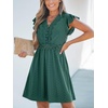 CUPSHE Summer Dress for Women Casual Spring V Neck Lace Appliques Cap Sleeves Hollow Out Beach Mini Dress(Green)