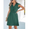 CUPSHE Summer Dress for Women Casual Spring V Neck Lace Appliques Cap Sleeves Hollow Out Beach Mini Dress(Green)