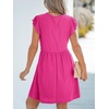 CUPSHE Summer Dress for Women Casual Spring V Neck Lace Appliques Cap Sleeves Hollow Out Beach Mini Dress(Hot Pink)