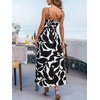 CUPSHE Summer Maxi Dress for Women Casual Beach Vacation Dress Spaghetti Strap Ruched Sleeveless Sundress A Line Resort Wear(Black Abstract)