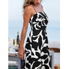 CUPSHE Summer Maxi Dress for Women Casual Beach Vacation Dress Spaghetti Strap Ruched Sleeveless Sundress A Line Resort Wear(Black Abstract)