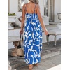 CUPSHE Summer Maxi Dress for Women Casual Beach Vacation Dress Spaghetti Strap Ruched Sleeveless Sundress A Line Resort Wear(Blue Abstract)