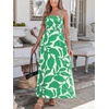 CUPSHE Summer Maxi Dress for Women Casual Beach Vacation Dress Spaghetti Strap Ruched Sleeveless Sundress A Line Resort Wear(Mint Abstract)