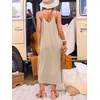 CUPSHE Women’s Boho Maxi Dress Summer Sleeveless V Neck Casual Printed Loose Long A Line Beach Vacation Flowy Sundress(Apricot)