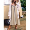 CUPSHE Women’s Boho Maxi Dress Summer Sleeveless V Neck Casual Printed Loose Long A Line Beach Vacation Flowy Sundress(Apricot)
