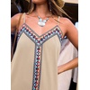 CUPSHE Women’s Boho Maxi Dress Summer Sleeveless V Neck Casual Printed Loose Long A Line Beach Vacation Flowy Sundress(Apricot)