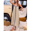CUPSHE Women’s Boho Maxi Dress Summer Sleeveless V Neck Casual Printed Loose Long A Line Beach Vacation Flowy Sundress(Apricot)