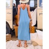CUPSHE Women’s Boho Maxi Dress Summer Sleeveless V Neck Casual Printed Loose Long A Line Beach Vacation Flowy Sundress(Light Blue)