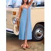 CUPSHE Women’s Boho Maxi Dress Summer Sleeveless V Neck Casual Printed Loose Long A Line Beach Vacation Flowy Sundress(Light Blue)