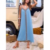 CUPSHE Women’s Boho Maxi Dress Summer Sleeveless V Neck Casual Printed Loose Long A Line Beach Vacation Flowy Sundress(Light Blue)