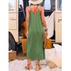 CUPSHE Women’s Boho Maxi Dress Summer Sleeveless V Neck Casual Printed Loose Long A Line Beach Vacation Flowy Sundress(Olive Green)