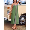 CUPSHE Women’s Boho Maxi Dress Summer Sleeveless V Neck Casual Printed Loose Long A Line Beach Vacation Flowy Sundress(Olive Green)