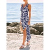 CUPSHE Women’s Boho Summer Dress V Neck Sleeveless Midi Sundress Floral Beach Vacation Dress Slit Casual Flowy Dress(Navy Printed)