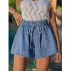 CUPSHE Women’s Denim Short High Waist Drawstring Skirt Shorts Tie Elastic Waist Casual Summer(Blue)