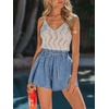 CUPSHE Women’s Denim Short High Waist Drawstring Skirt Shorts Tie Elastic Waist Casual Summer(Blue)