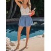 CUPSHE Women’s Denim Short High Waist Drawstring Skirt Shorts Tie Elastic Waist Casual Summer(Blue)