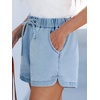 CUPSHE Women’s Denim Shorts Drawstring Smocked Waist Frayed Cuff Relaxed Casual Summer Bottom(Light Blue)