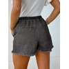 CUPSHE Women’s Denim Shorts Drawstring Smocked Waist Frayed Hem Casual Summer(Smoky Grey)