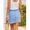 CUPSHE Women’s High Waist Denim Mini Skirts Drawstring Elastic Waist Frayed Hem Casual Summer Short Skirt(Blue)