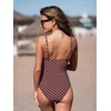 CUPSHE Women’s One Piece Swimsuit Tummy Control V Neck Bathing Suits(Brown/Pink Polka Dots)