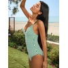 CUPSHE Women’s One Piece Swimsuit Tummy Control V Neck Bathing Suits(Green Striped)