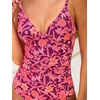 CUPSHE Women’s One Piece Swimsuit Tummy Control V Neck Bathing Suits(Raspberry Pink Floral)